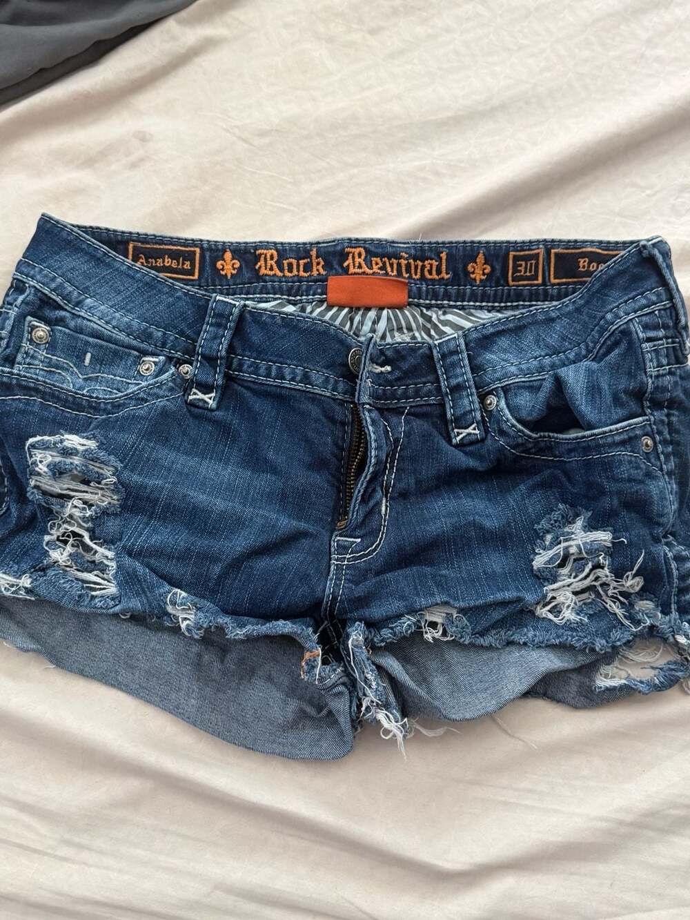 Rock Revival Anabela Distressed Cutoff Denim Shorts Size 30